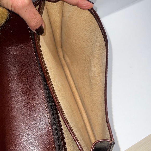 Bally Vintage Smooth Dark Brown Leather Stuctured Large Wristlet Clutch Bag - Picture 9 of 14